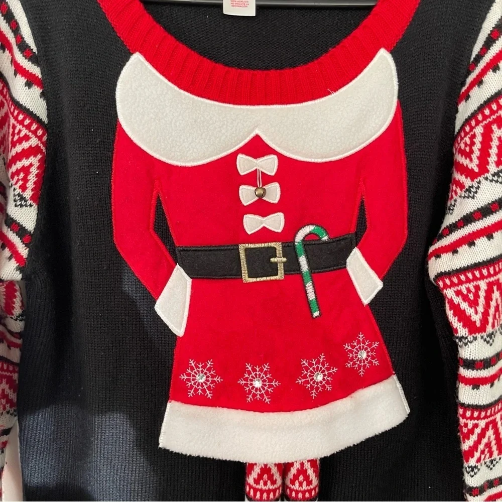 Holiday Time Ugly Christmas Black Red Sweater